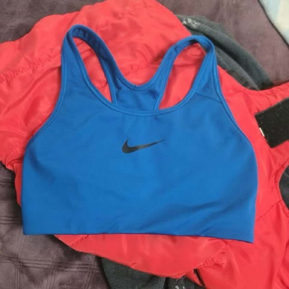 Nike Royal Blue Racerback Sports Bra with Black Swoosh
